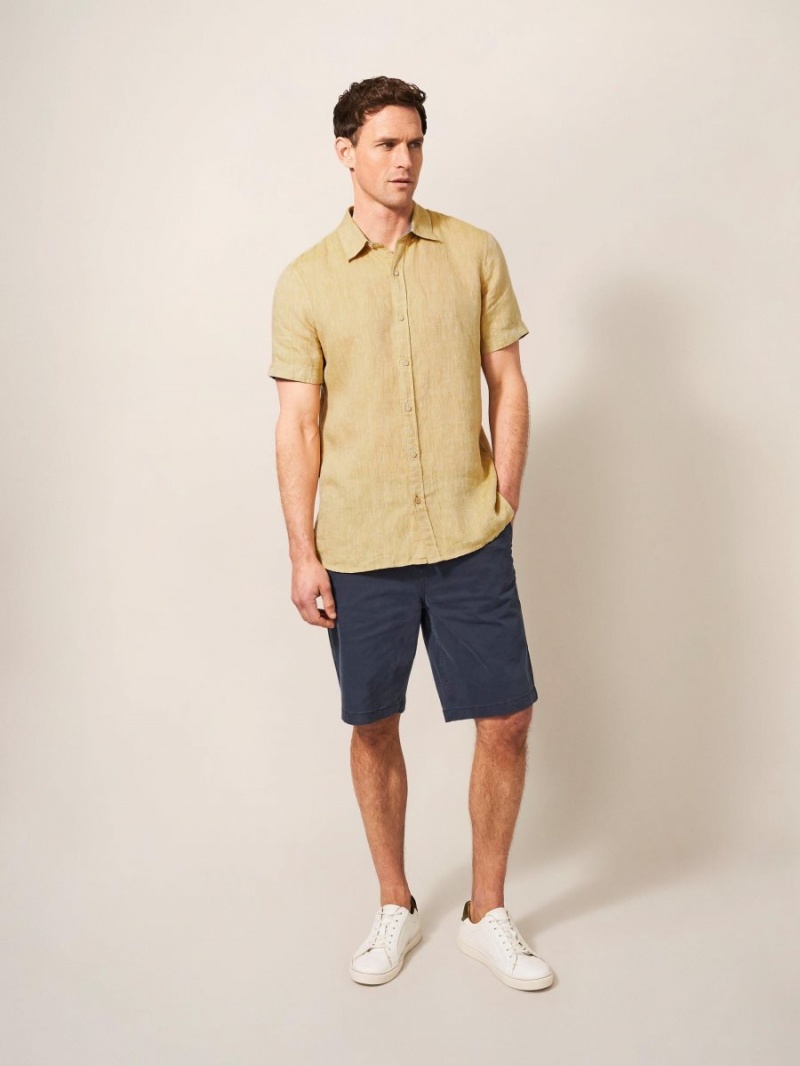 White Stuff Pembroke Ss Linen Shirt Dark Yellow | 675340TNP