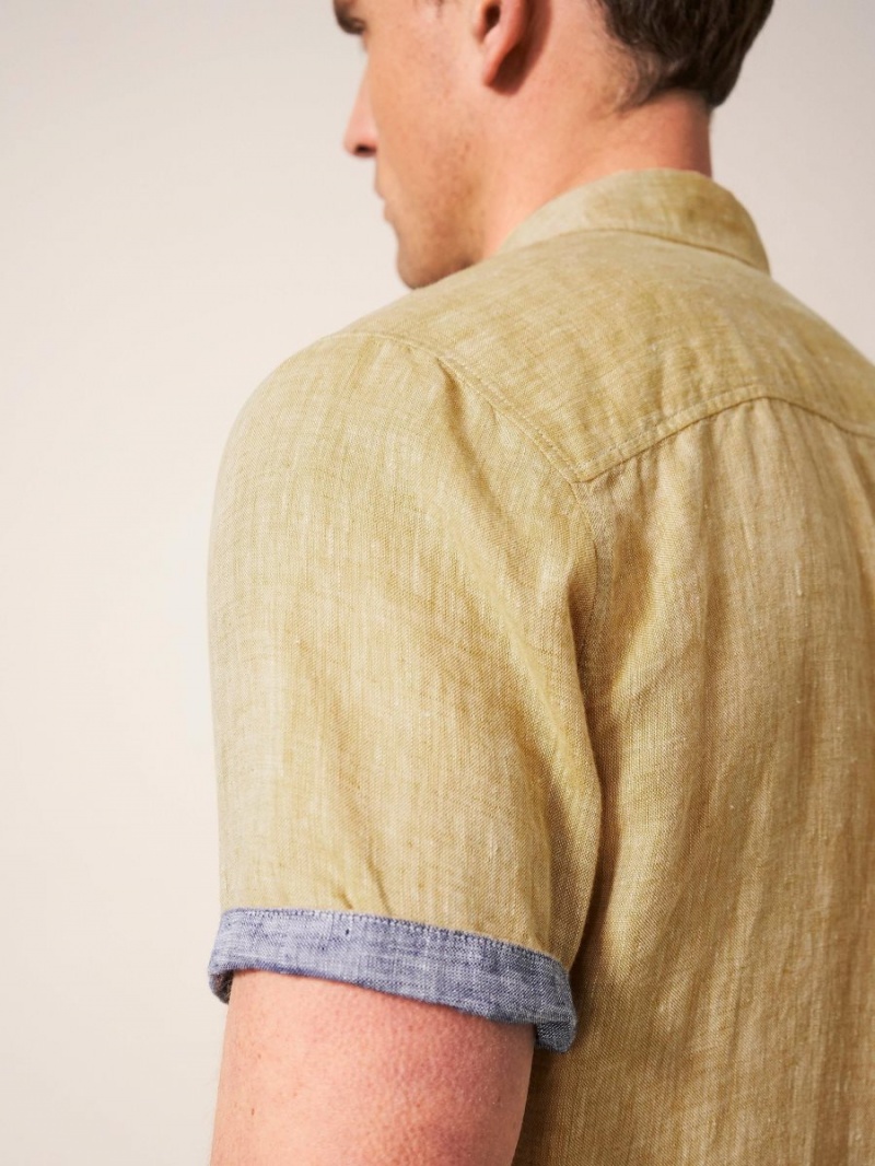 White Stuff Pembroke Ss Linen Shirt Dark Yellow | 675340TNP