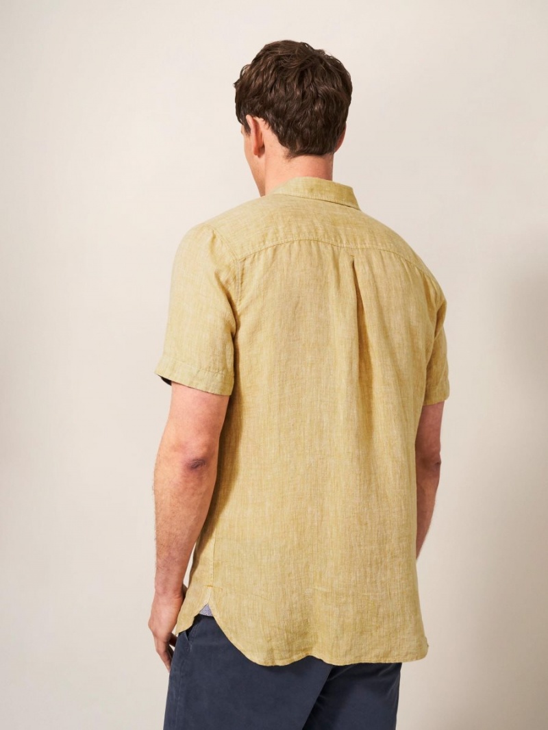 White Stuff Pembroke Ss Linen Shirt Dark Yellow | 675340TNP