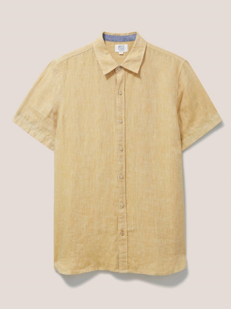 White Stuff Pembroke Ss Linen Shirt Dark Yellow | 675340TNP