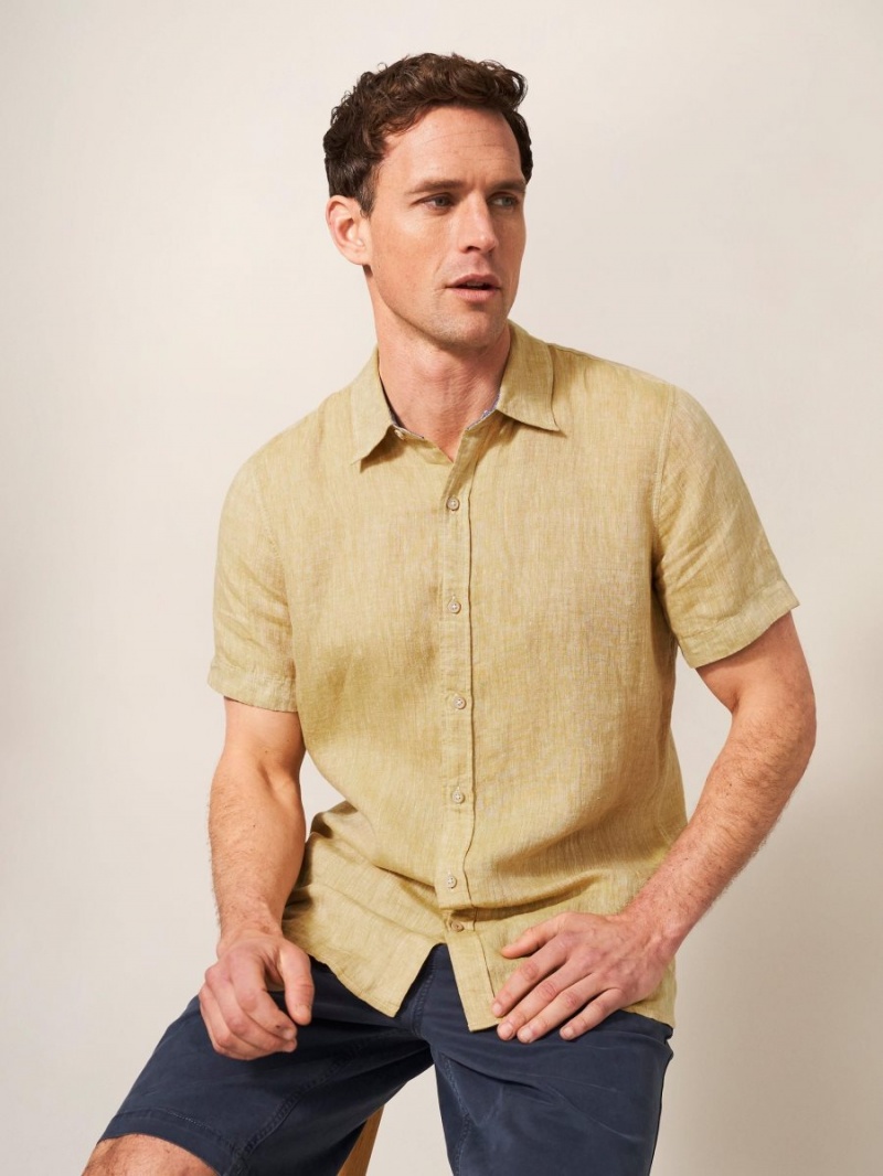 White Stuff Pembroke Ss Linen Shirt Dark Yellow | 675340TNP