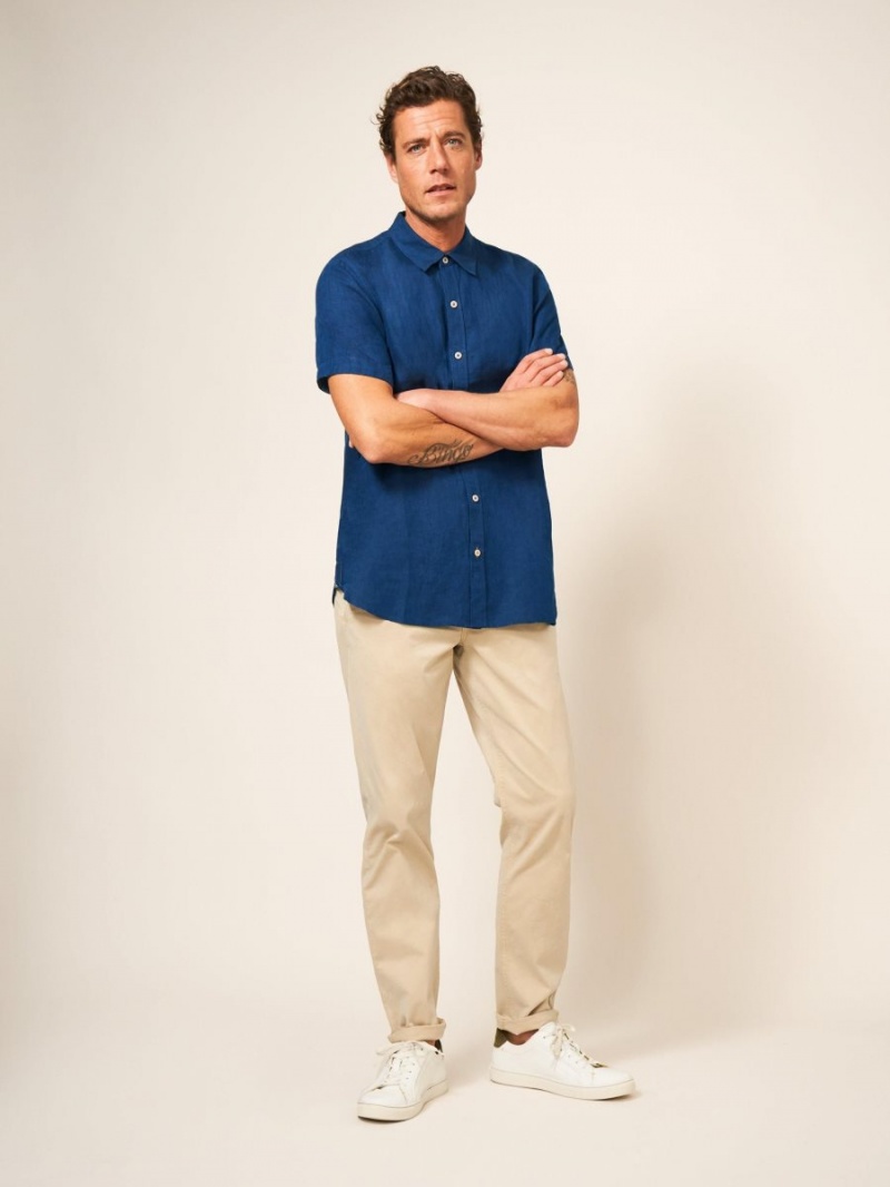 White Stuff Pembroke Ss Linen Shirt Dark Navy | 956841TVO