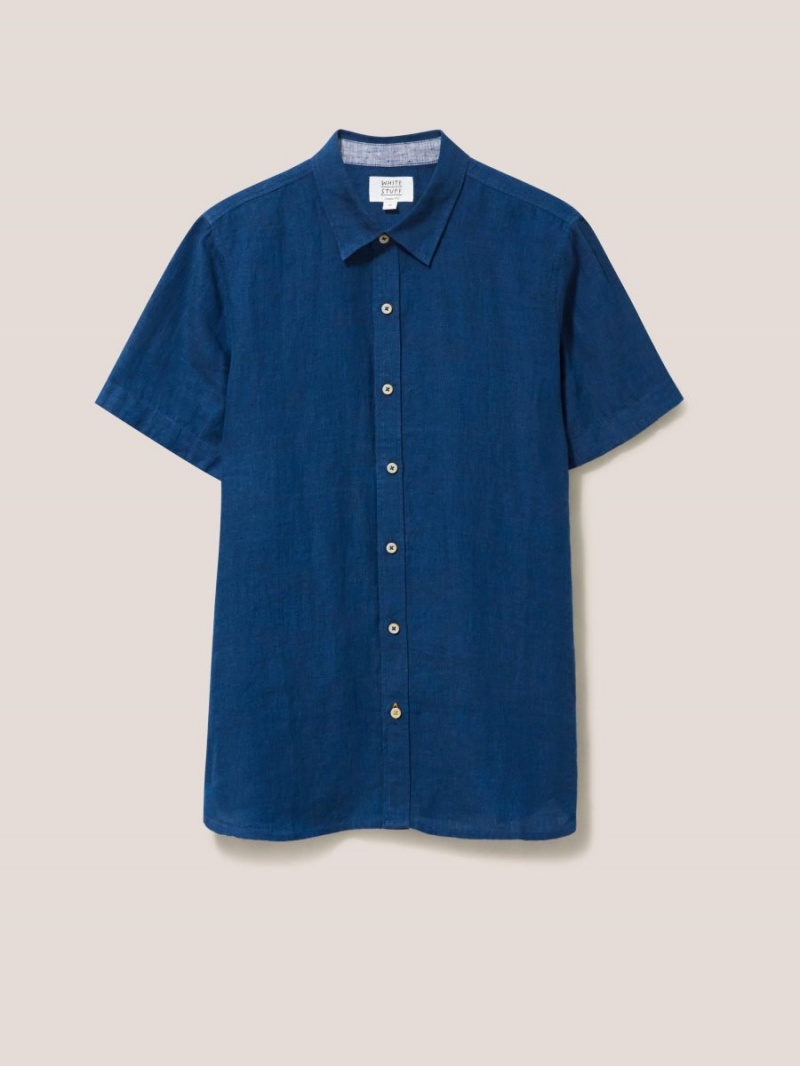 White Stuff Pembroke Ss Linen Shirt Dark Navy | 956841TVO