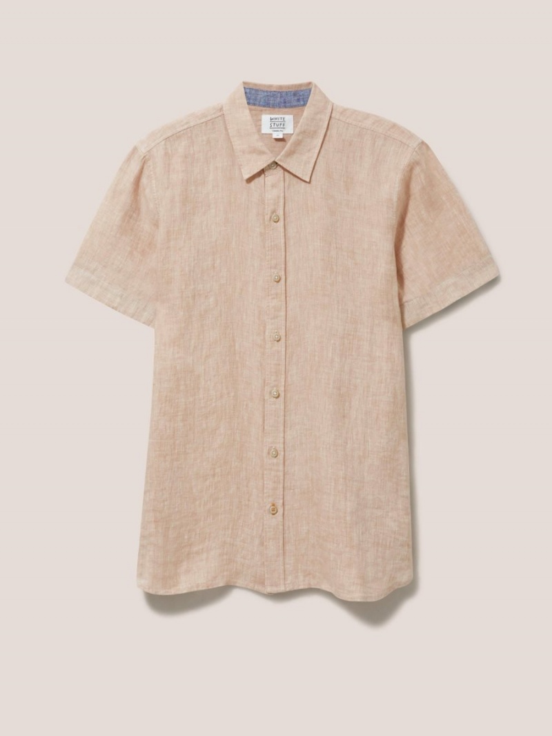 White Stuff Pembroke Ss Linen Shirt Dusty Pink | 493618HEV