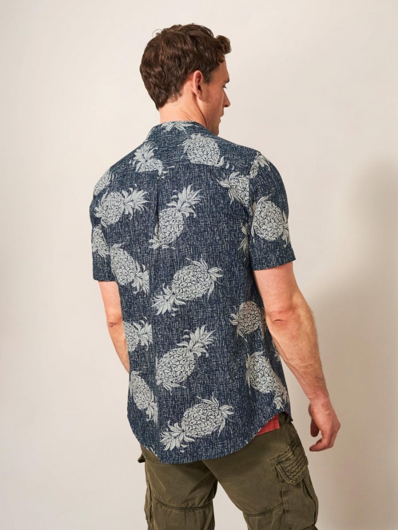 White Stuff Penare Pineapple Pr Ss Shirt Dark Navy | 014963JKO