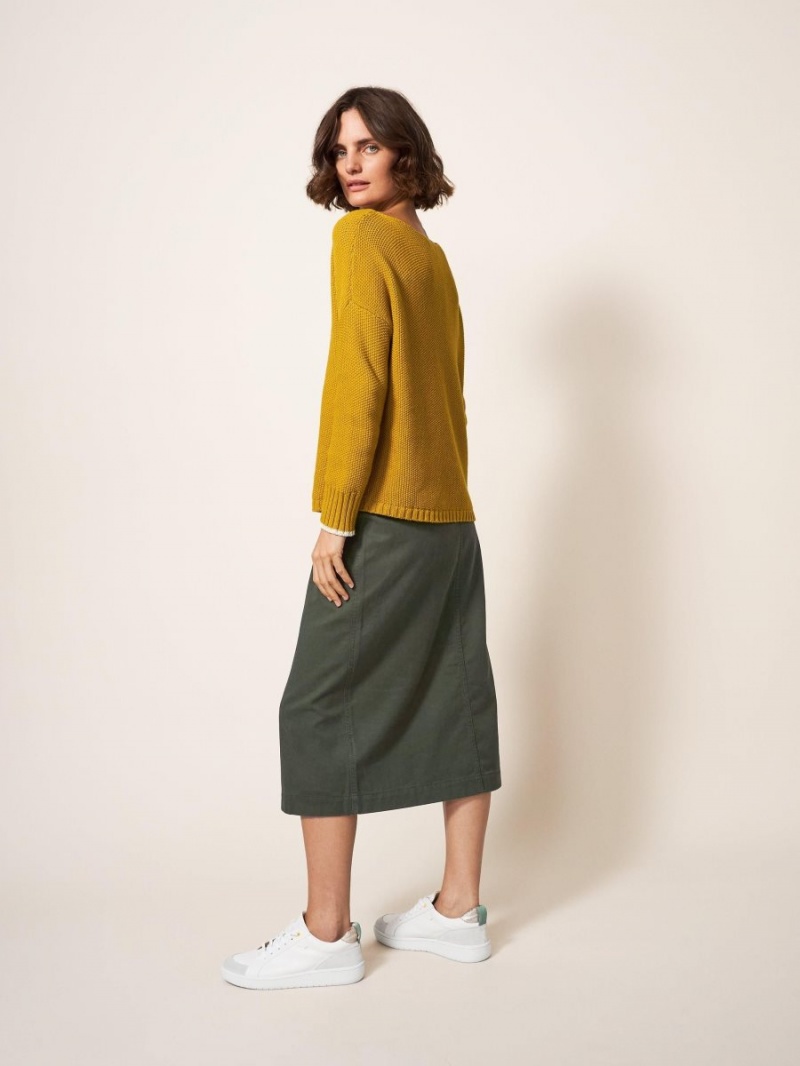 White Stuff Penny Midi Skirt Mid Green | 812790EWA