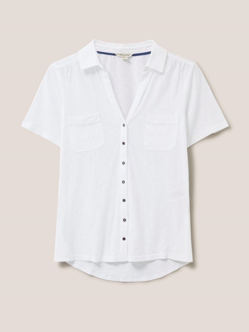 White Stuff Penny Pocket Jersey Shirt Brilliant White | 026745QKL