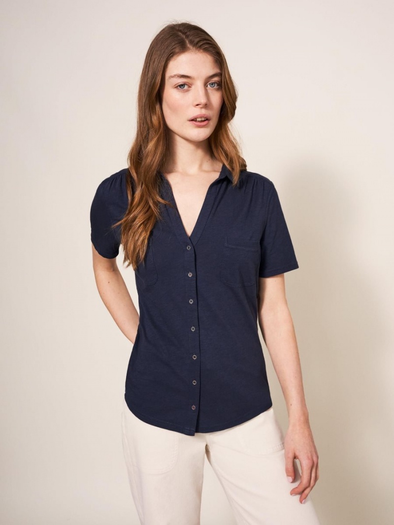 White Stuff Penny Pocket Jersey Shirt French Navy | 782536FYJ