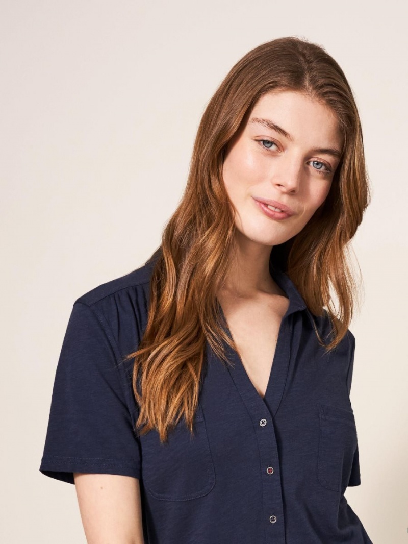 White Stuff Penny Pocket Jersey Shirt French Navy | 782536FYJ