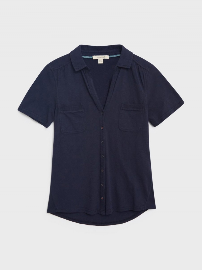 White Stuff Penny Pocket Jersey Shirt French Navy | 782536FYJ