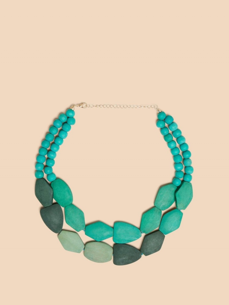 White Stuff Petunia Wood Necklace Blue Multi | 764850TFW