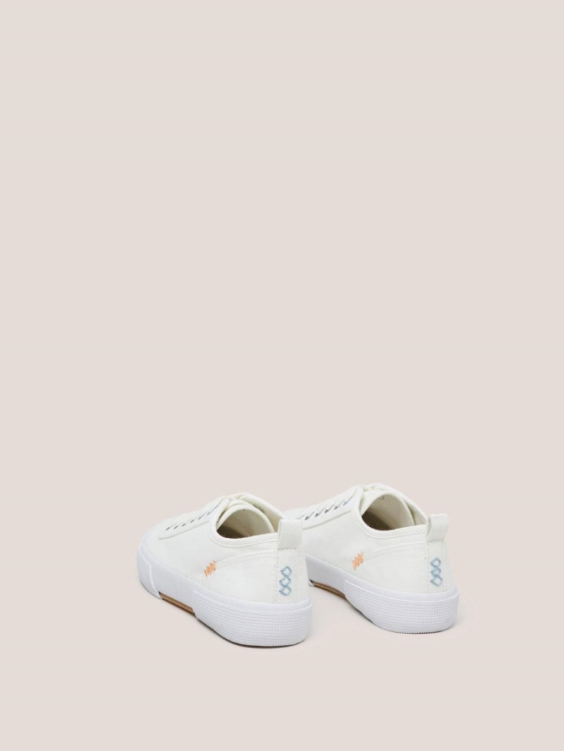 White Stuff Pippa Canvas Lace Up Trainer Natural White | 138259AZD