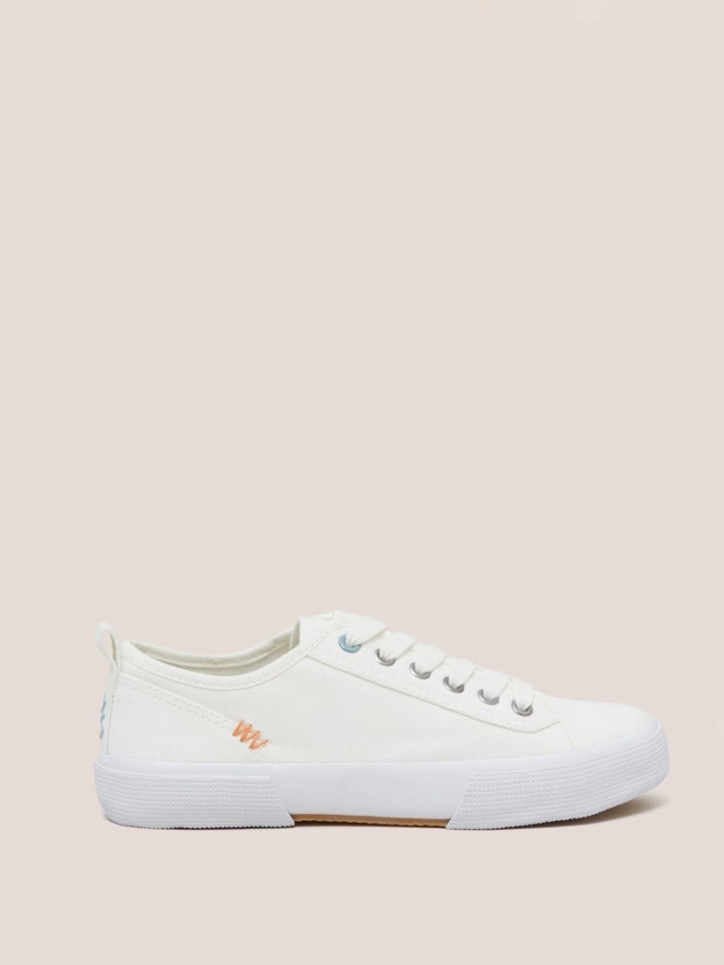 White Stuff Pippa Canvas Lace Up Trainer Natural White | 138259AZD