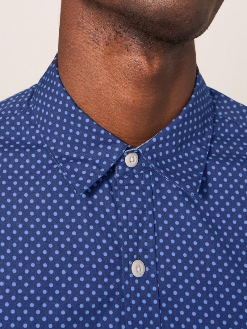 White Stuff Polka Dot Printed Shirt Indigo Blue | 081967PDR