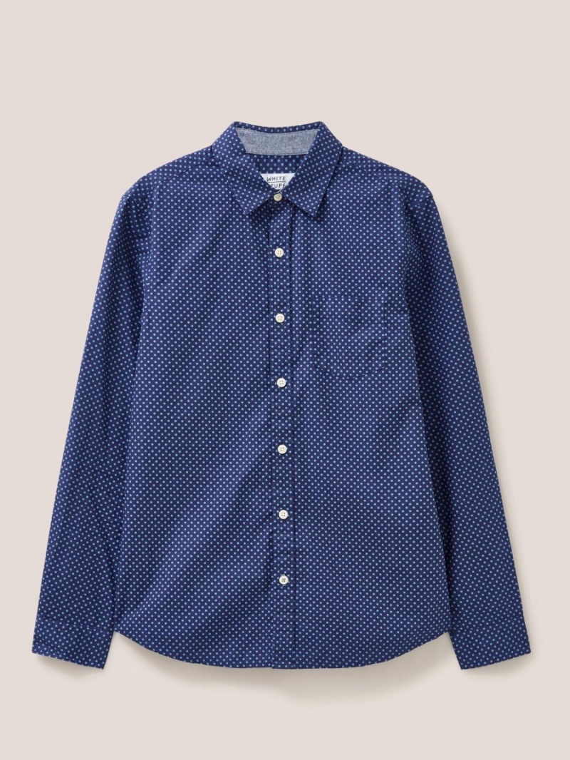 White Stuff Polka Dot Printed Shirt Indigo Blue | 081967PDR