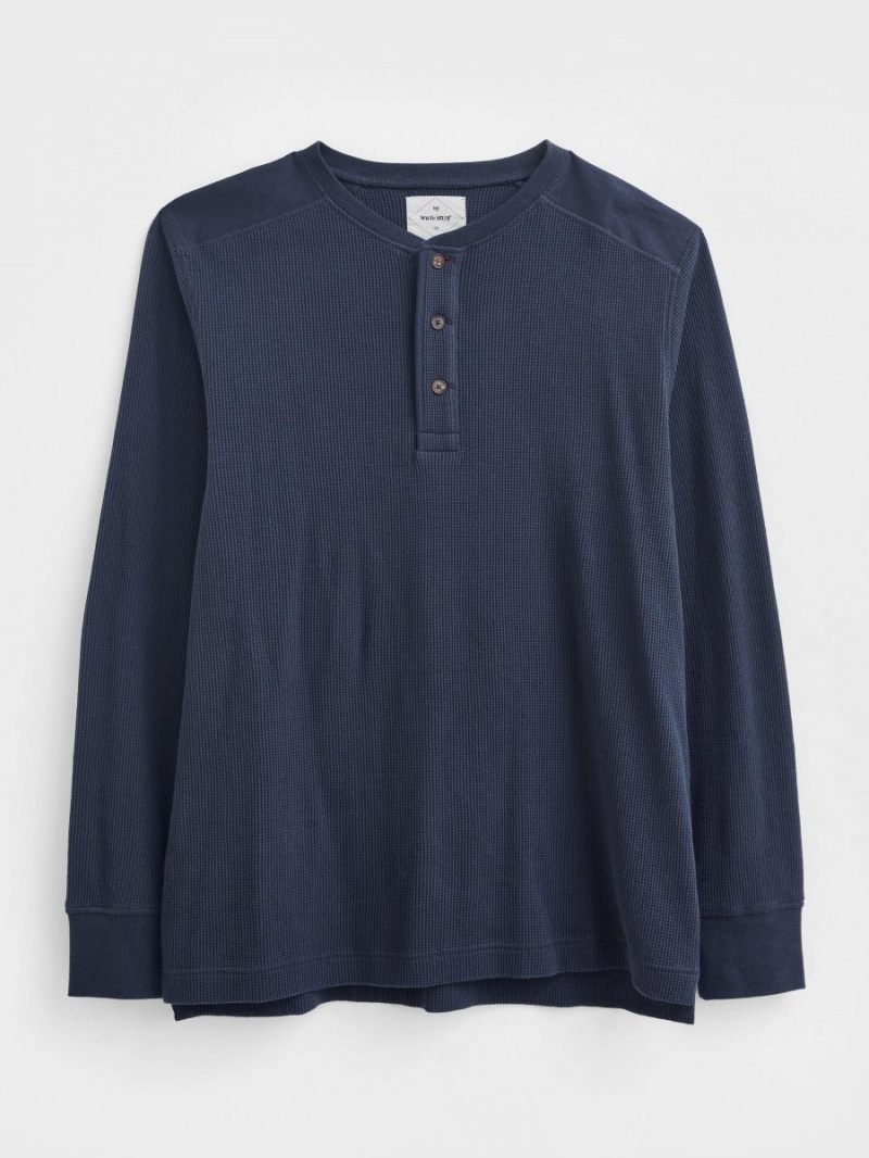 White Stuff Porter Waffle Henley Dark Navy | 502614EJS