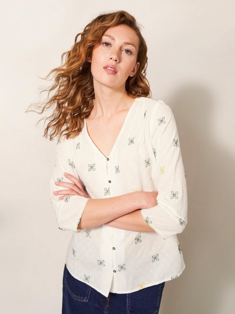 White Stuff Rae Cotton Top Ivory Multi | 038452UHW