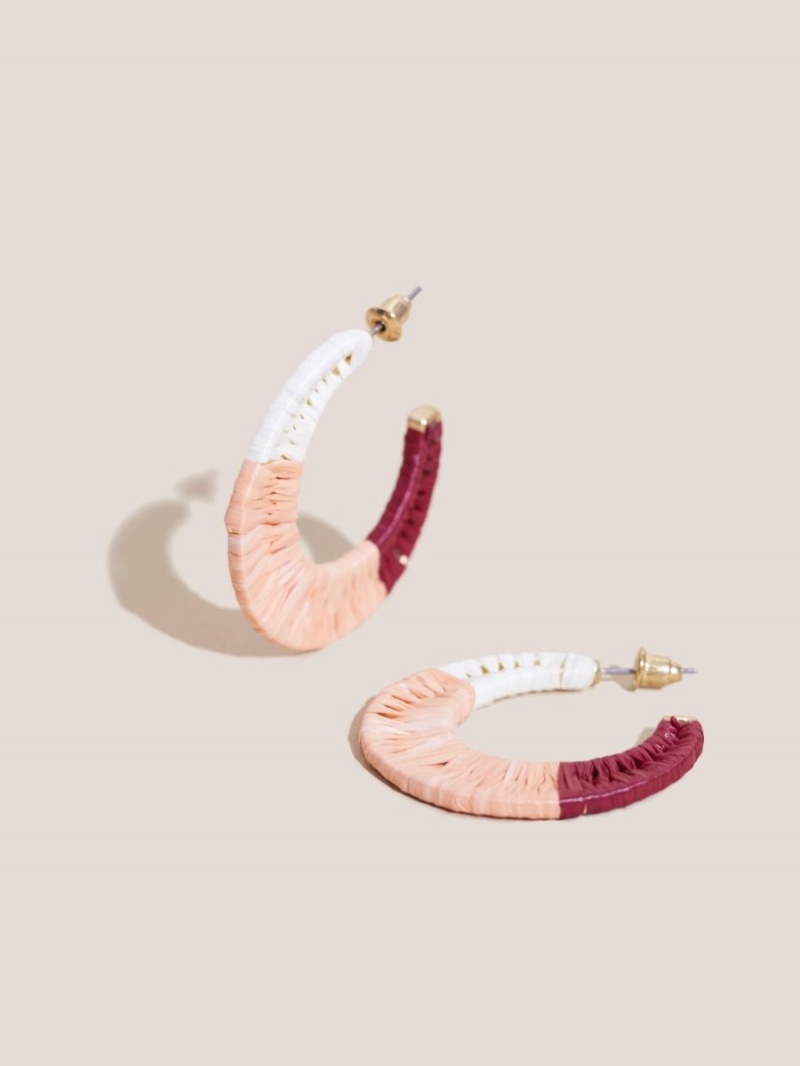 White Stuff Raffia Ombre Hoop Earrings Natural Multi | 749051SWC