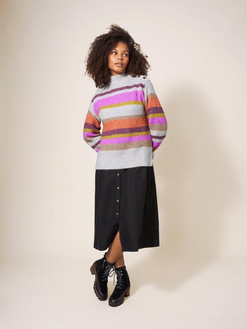 White Stuff Rainbow Stripe Jumper Natural Multi | 712038DLQ