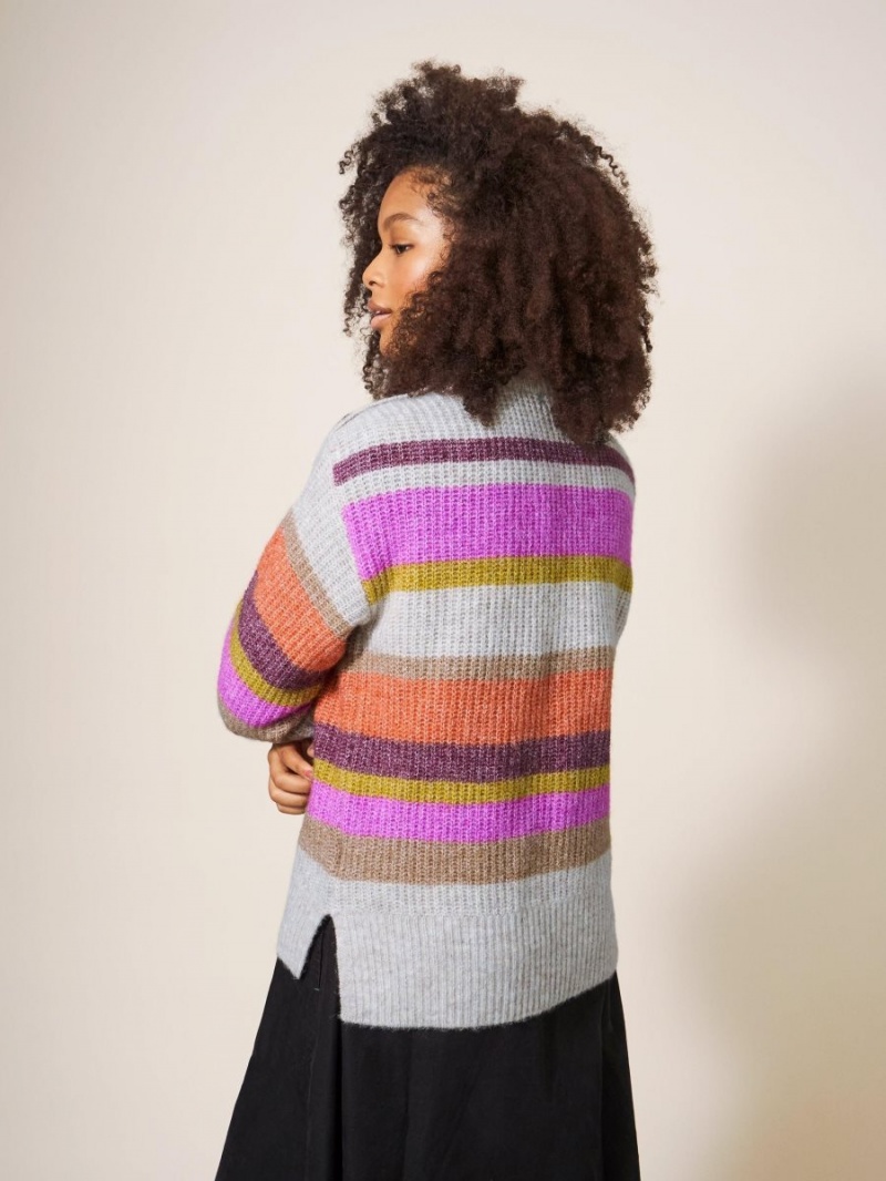 White Stuff Rainbow Stripe Jumper Natural Multi | 712038DLQ