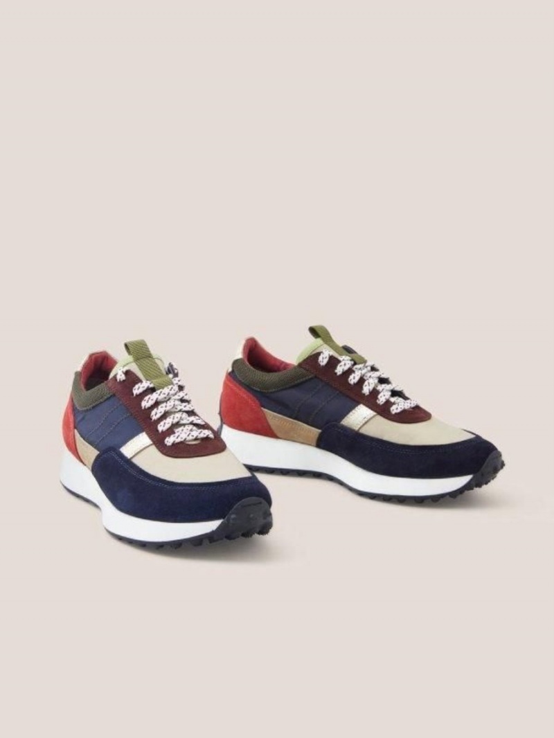 White Stuff Retro Lace Up Runner Navy Multi | 960583DNX