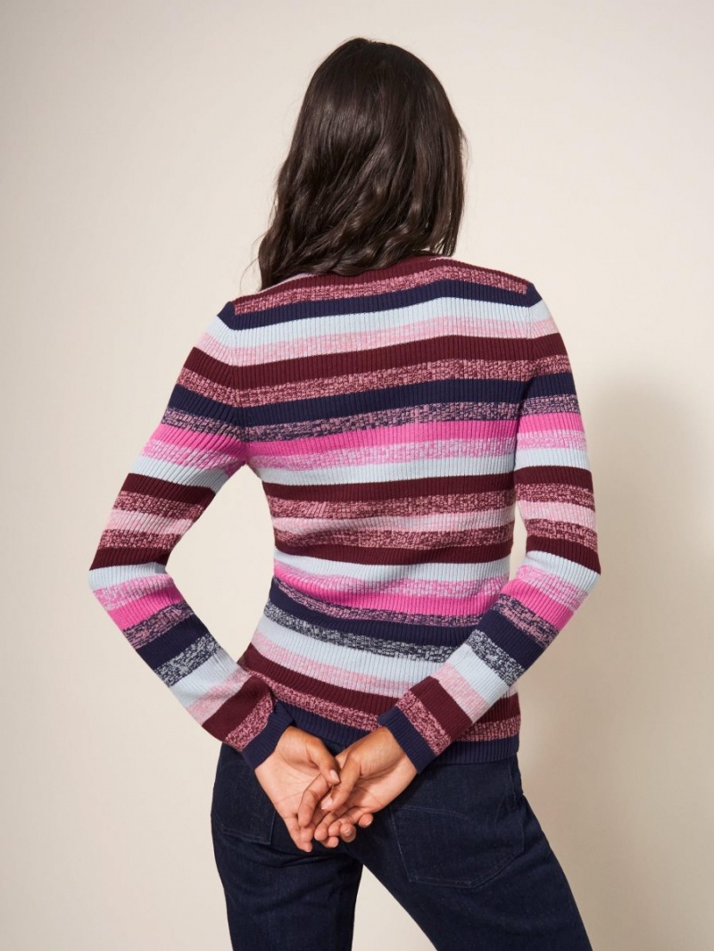 White Stuff Ribbed Jumper Purple Multi | 286905XOP