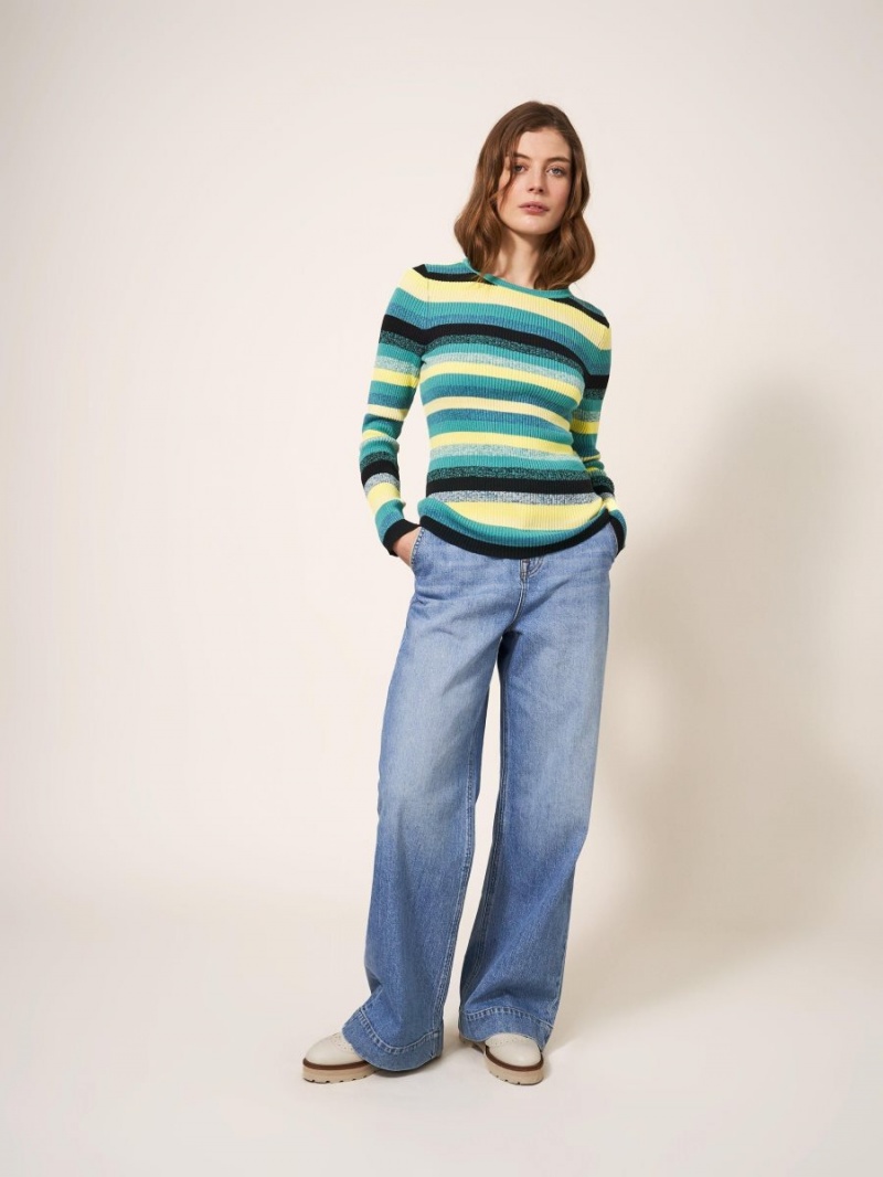 White Stuff Ribbed Jumper Teal Multi | 134509ISR