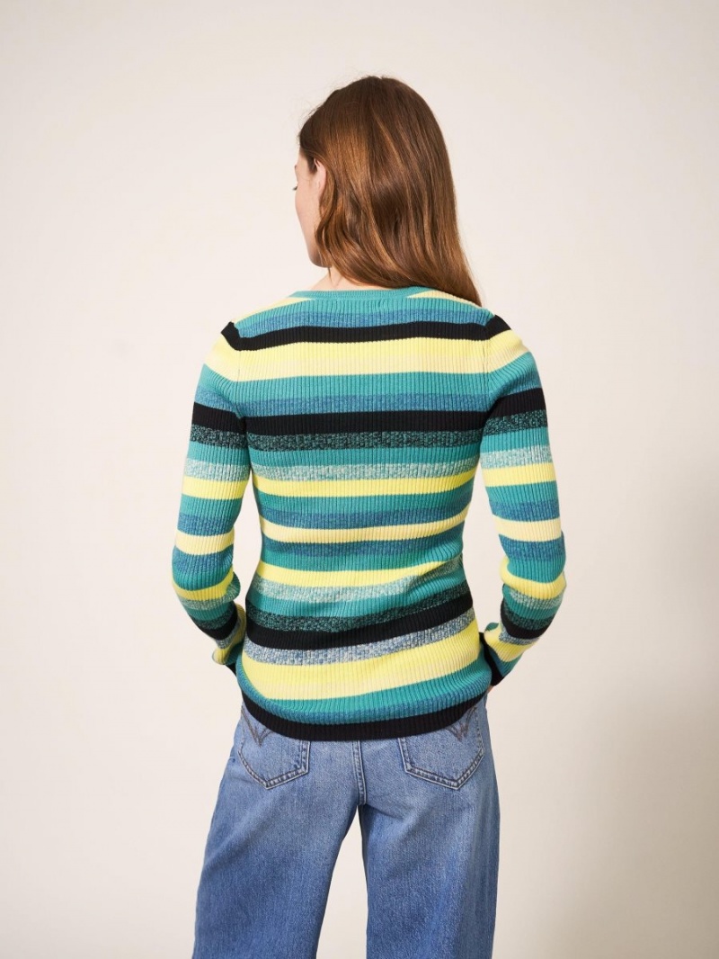 White Stuff Ribbed Jumper Teal Multi | 134509ISR