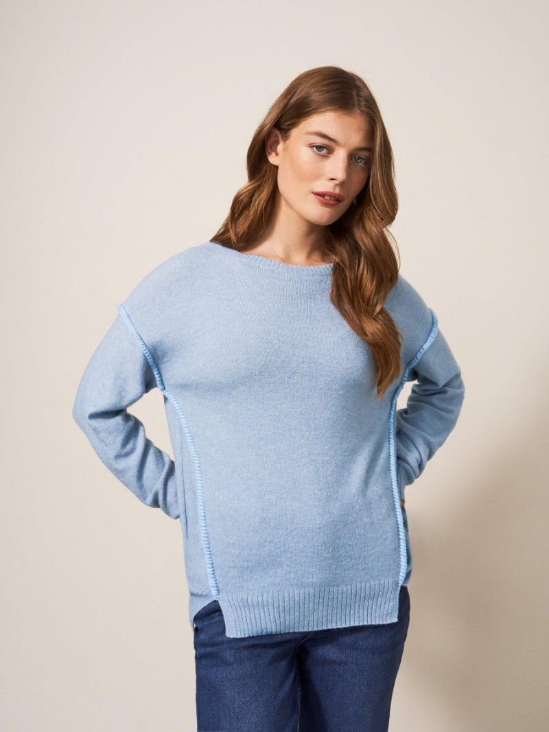 White Stuff Ripple Jumper Mid Blue | 693518BGF