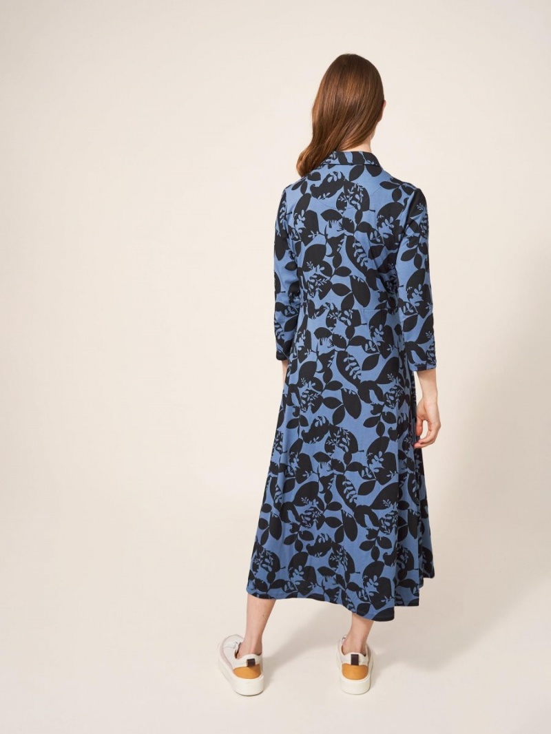 White Stuff Rua Printed Midi Dress Blue Print | 921507NOU