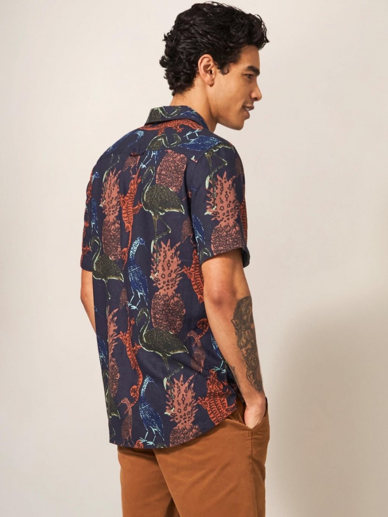 White Stuff Safari Printed Shirt Dark Navy | 351927AQV