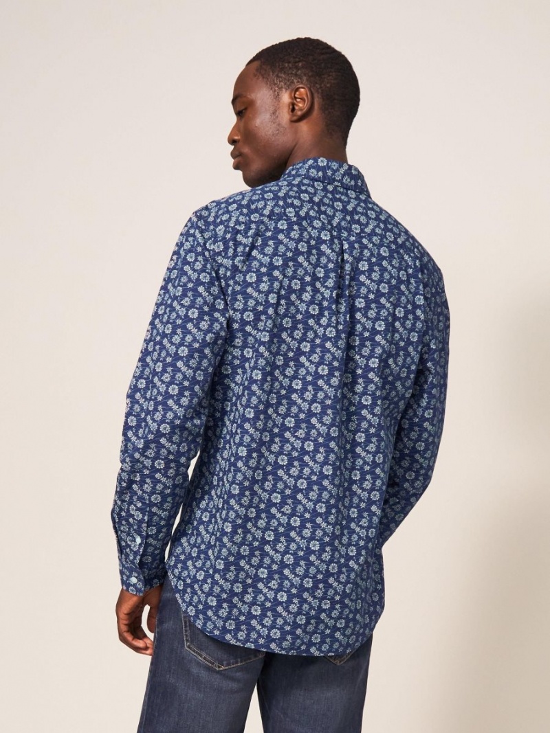 White Stuff Scattered Flower Printed Shirt Dark Navy | 987103YOC