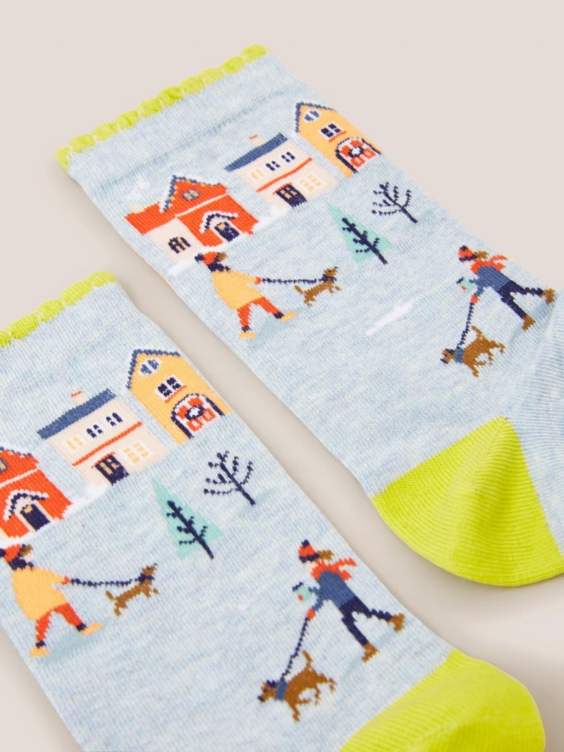 White Stuff Scenic House Ankle Socks Blue Multi | 617058VLN