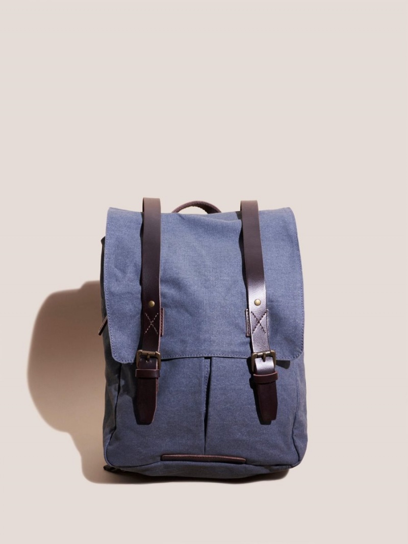 White Stuff Scott Cotton Backpack Mid Blue | 843675JLY