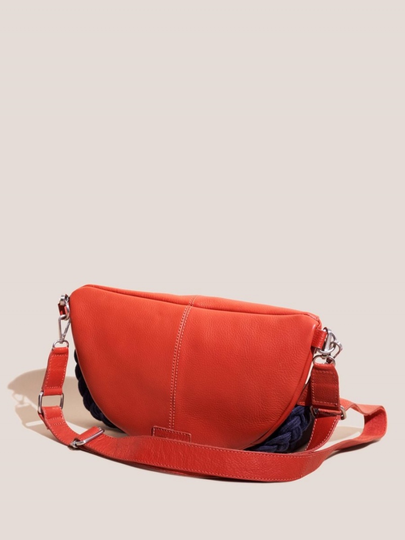 White Stuff Sebby Leather Sling Bag Bright Orange | 239785ASR