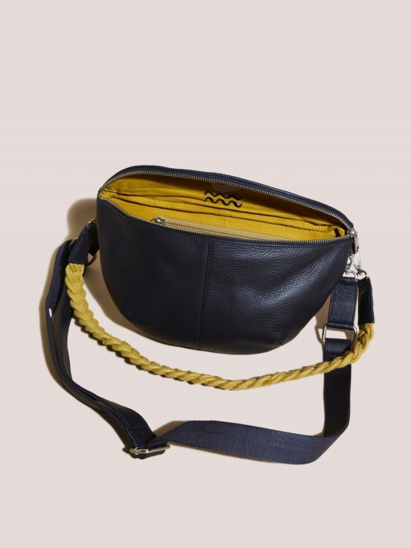 White Stuff Sebby Leather Sling Bag Dark Navy | 932508OWZ