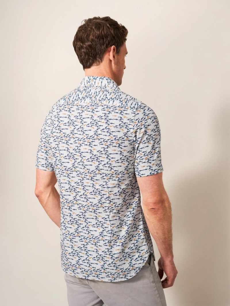 White Stuff Shark Printed Shirt White Multi | 038649SXQ