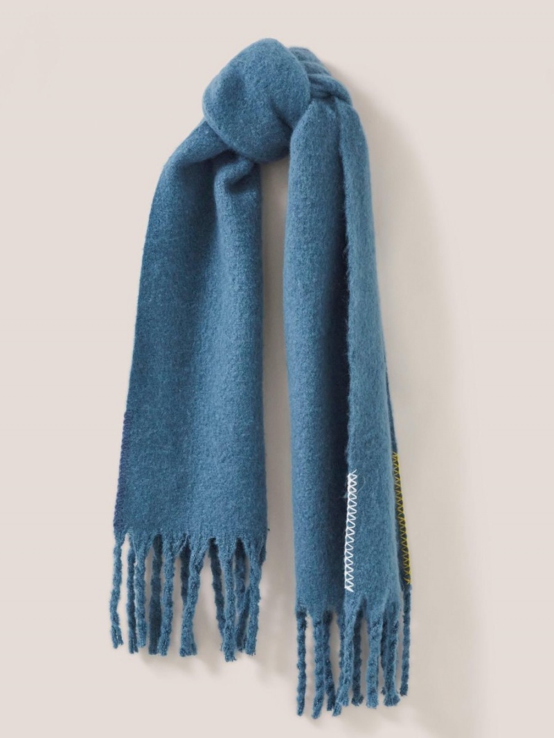 White Stuff Shelly Brushed Plain Scarf Mid Blue | 268490ARQ