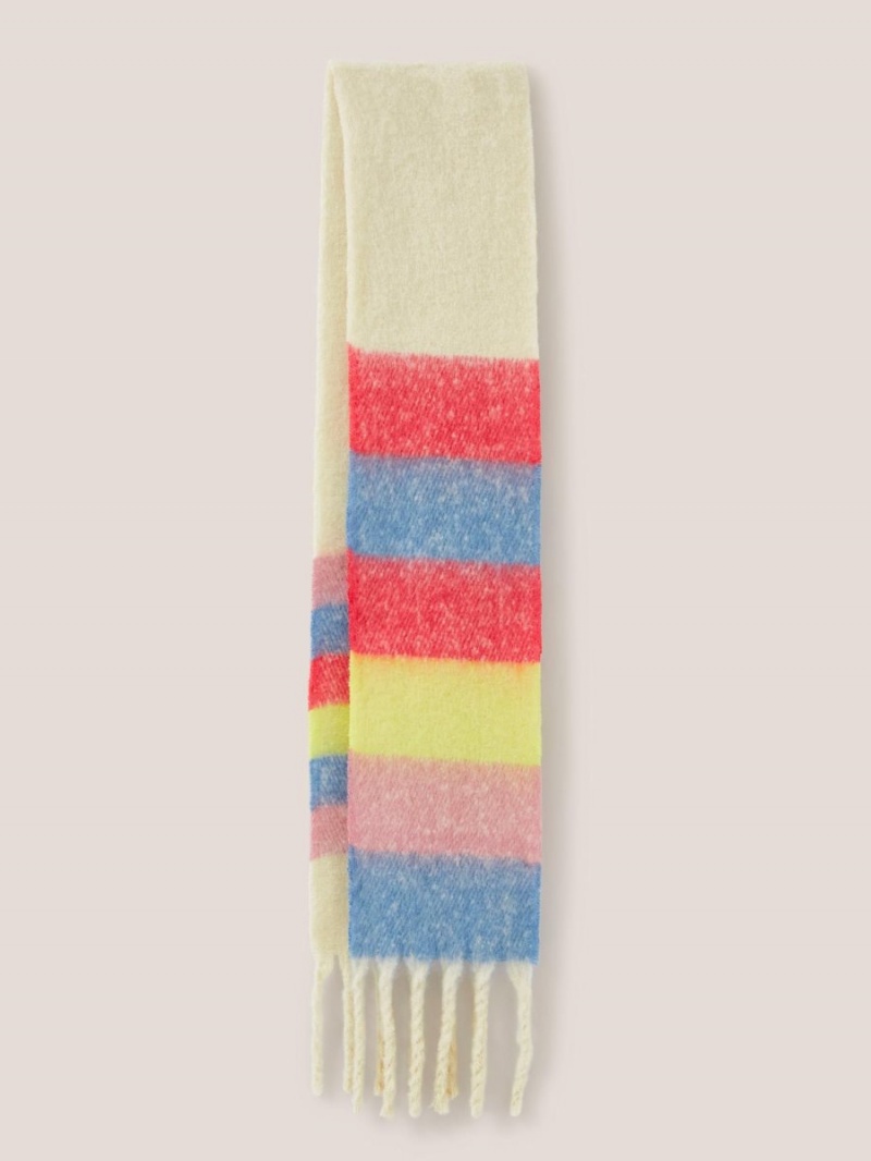 White Stuff Shelly Skinny Brushed Scarf Natural Multi | 280571SEI