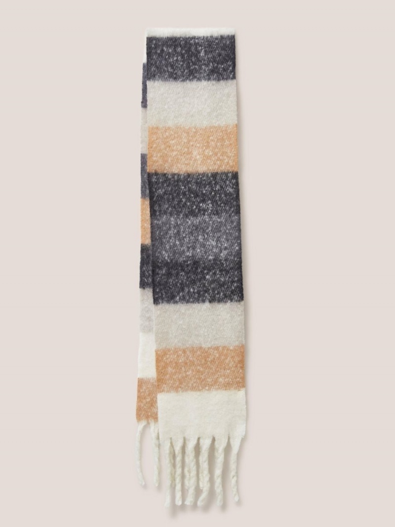 White Stuff Shelly Skinny Brushed Scarf Grey Multi | 913806WSG