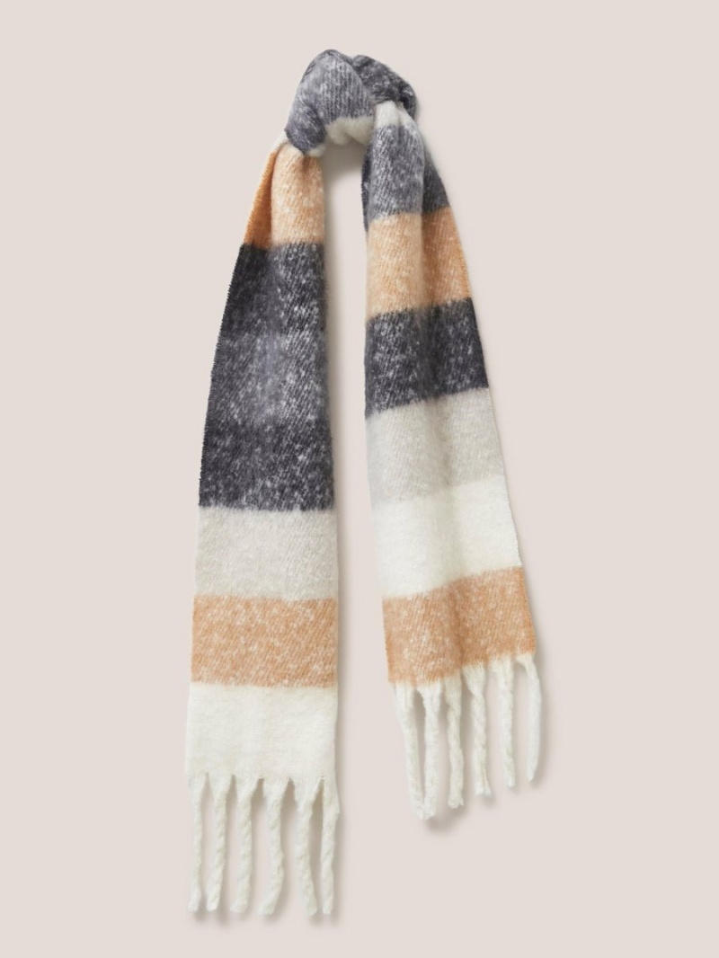 White Stuff Shelly Skinny Brushed Scarf Grey Multi | 913806WSG