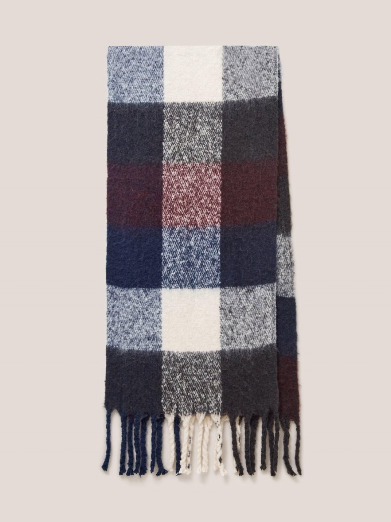 White Stuff Shelly Woven Check Scarf Navy Multi | 413580DFO