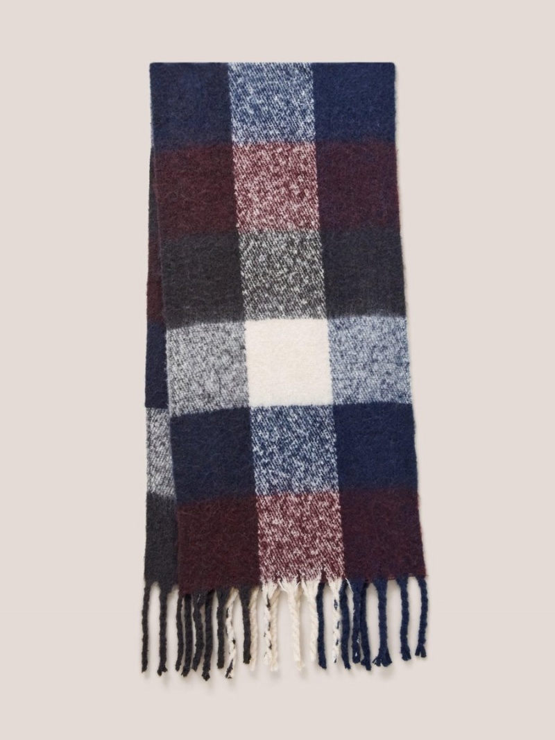 White Stuff Shelly Woven Check Scarf Navy Multi | 413580DFO