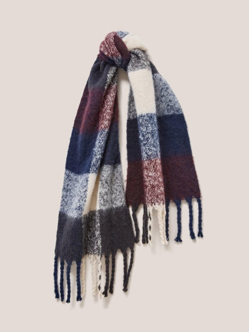 White Stuff Shelly Woven Check Scarf Navy Multi | 413580DFO