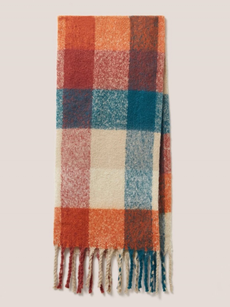 White Stuff Shelly Woven Check Scarf Orange Multi | 590812YVC