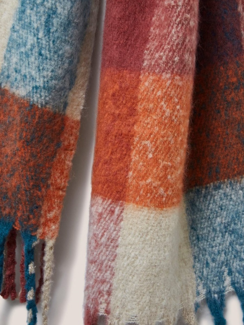 White Stuff Shelly Woven Check Scarf Orange Multi | 590812YVC