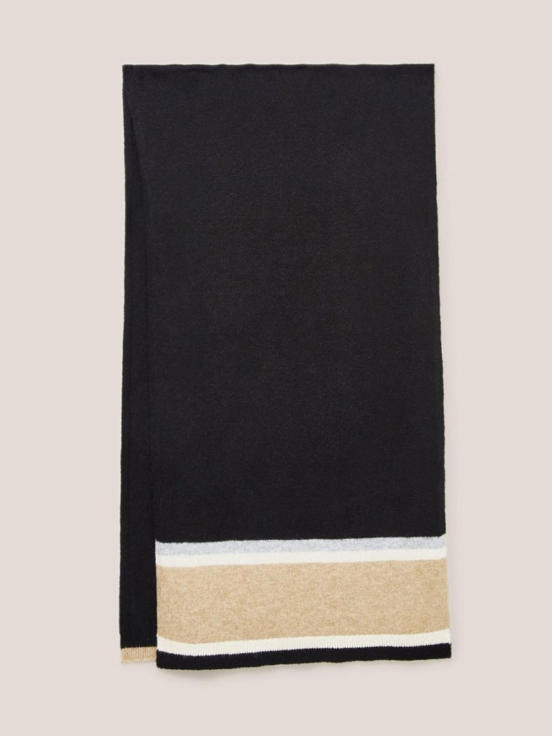 White Stuff Sienna Fine Knit Scarf Black Multi | 627905FTX