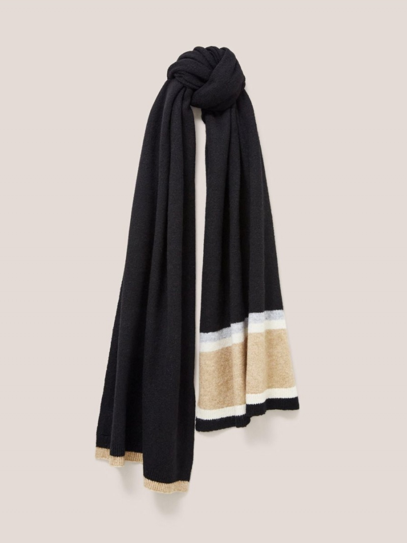 White Stuff Sienna Fine Knit Scarf Black Multi | 627905FTX