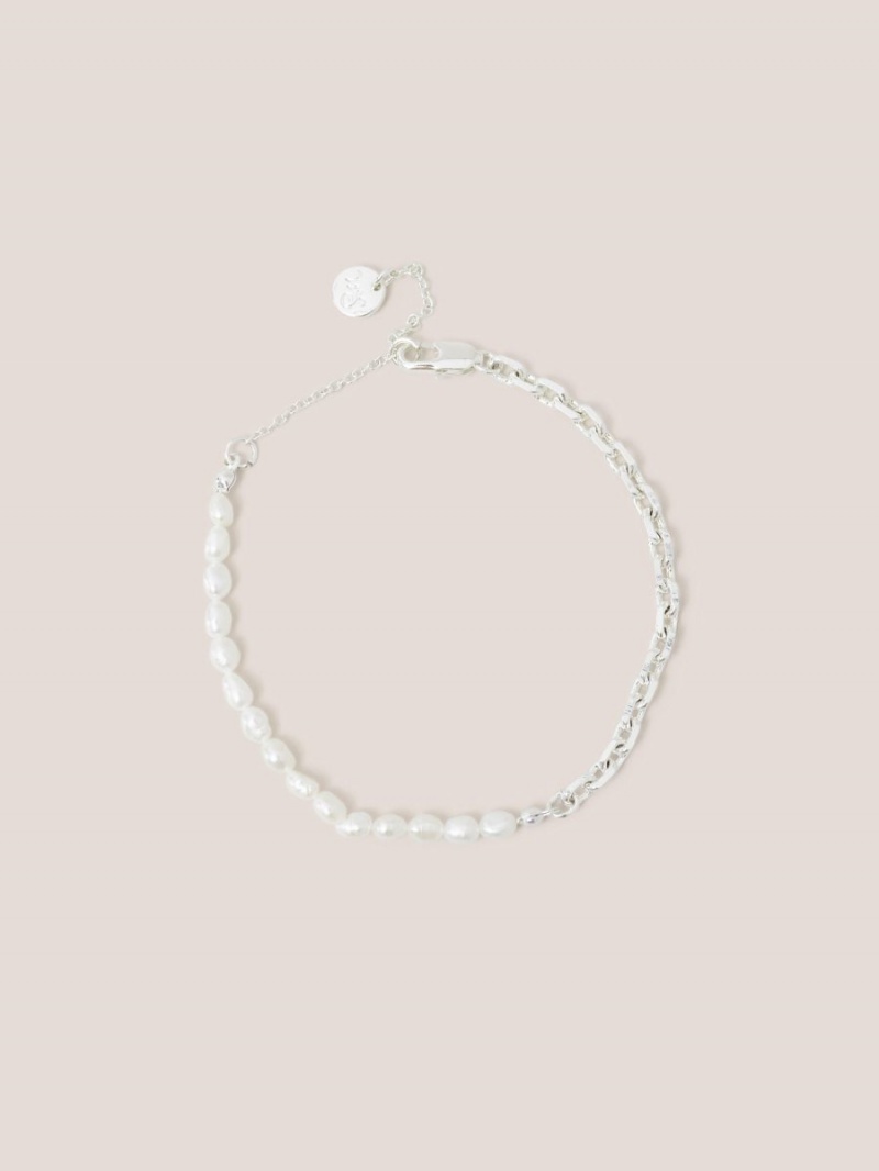 White Stuff Silver Plated Pearl Bracelet Silver Tone Metallic | 805479SXE