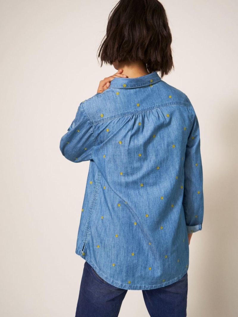 White Stuff Sophie Embroidered Shirt Denim Multi | 082395NYM